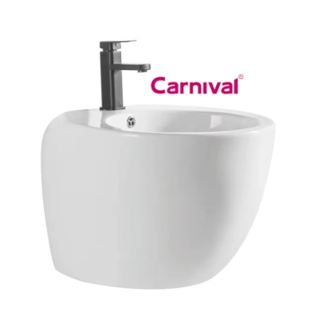 USA Simple Design Wall-Mounted Glossy White Basin for Bathroom