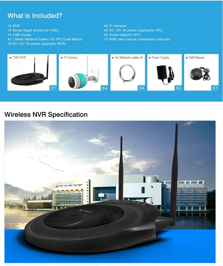 720P Wireless NVR Kit