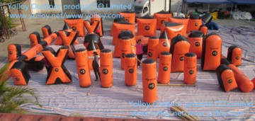 47 PCS Orange and Black Inflatable Paintball Bunkers Field