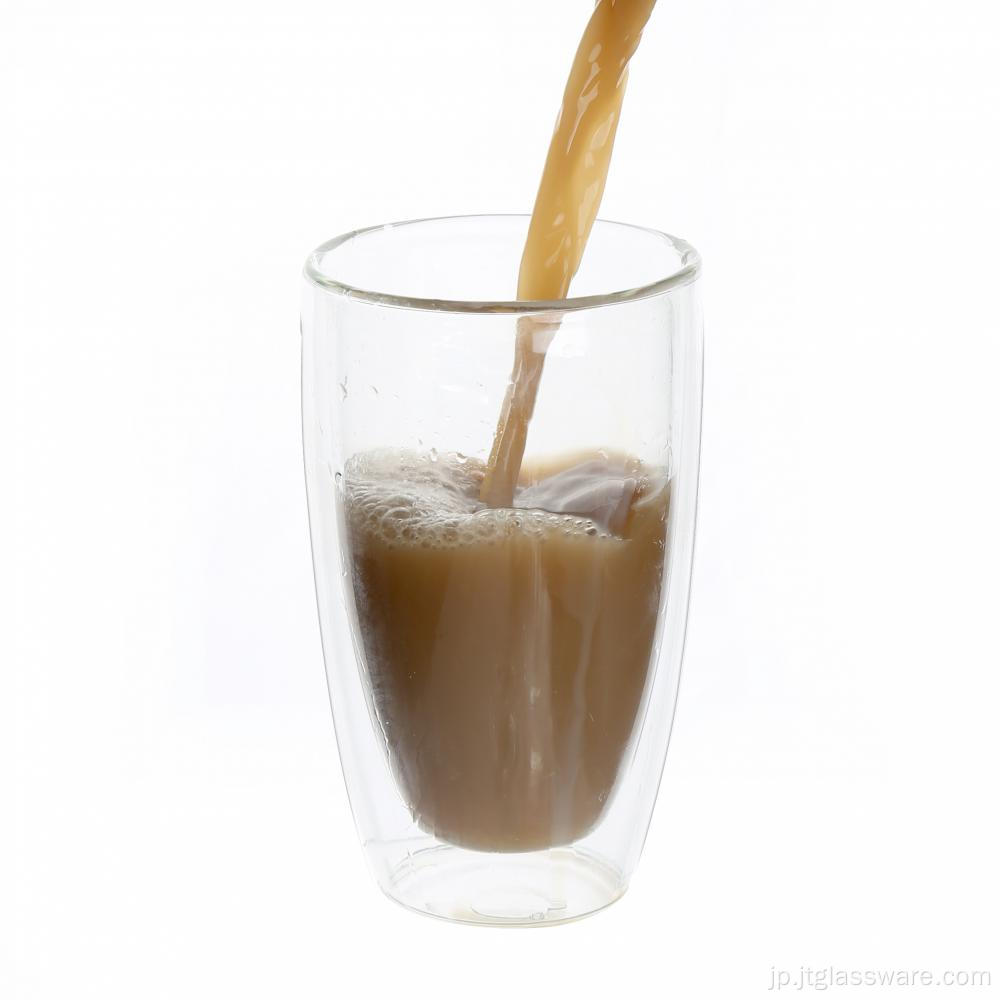 450ml二重壁ガラスコーヒーカップミルクマグ