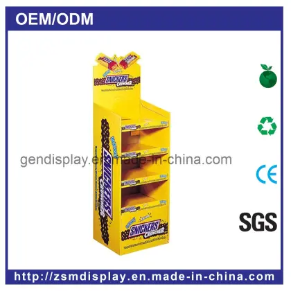 Cardboard Floor Display Stand for Snickers, Snickers Display Shelf (GEN-FD072)