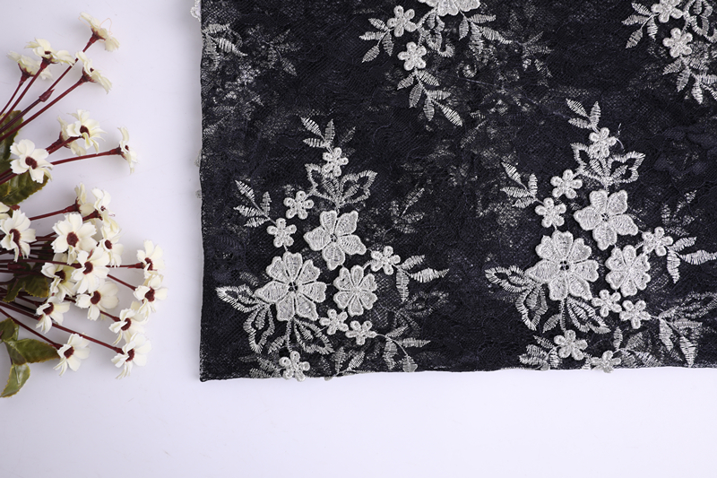 3D Embroidery On Lace Ground