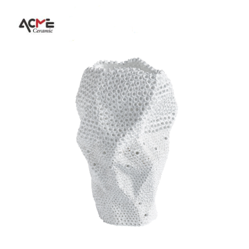 Contemporary Nordic Handmade Vase with Fluted Ribbed Textured Golden Finish: A Stylish Tabletop Decoration