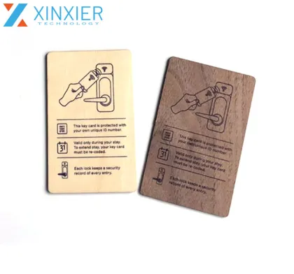 Custom Logo Wood NFC Hotel Key Cards Compatible with Kaba, Salto, Onity Systems at 13.56MHz ISO14443A 1k Memory