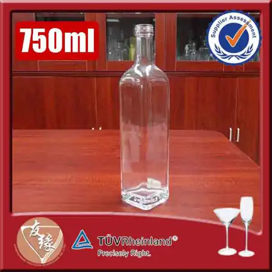 screw top super flint glass clear oil / liquor bottle glass liquor 750 ml