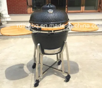 22inch High Quality Glazed Ceramic Charcoal Grill with Stainless Steel Sheet Metal Parts / OEM Accepted