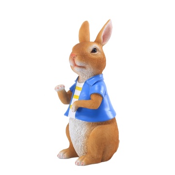 9.2-inch Blue Clothes Rabbit Statue: A Unique Resin Sculpture for Easter Gifts and Home Decor