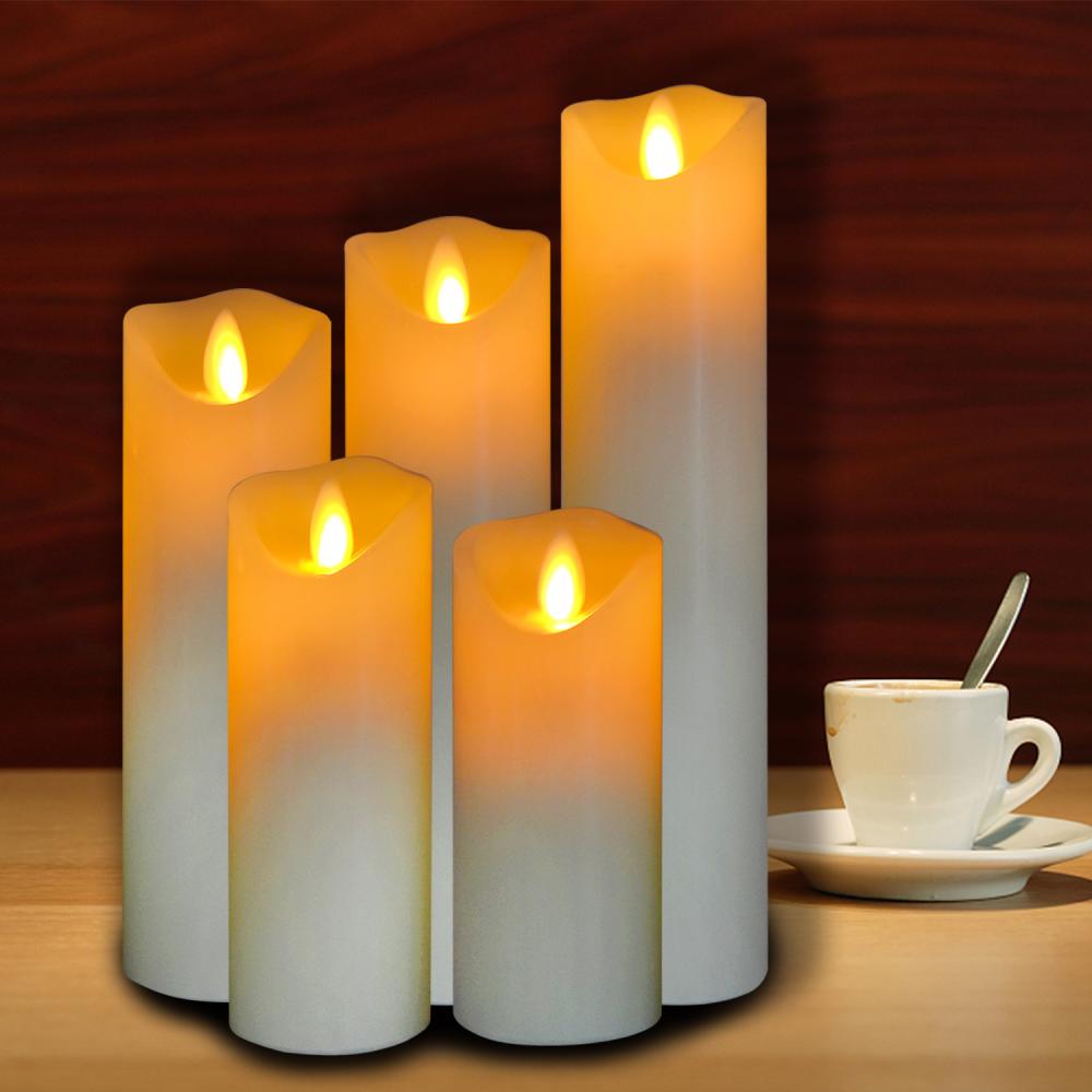 Dripless Flickering Moving Wick Led Flameless Pillar Candles, High