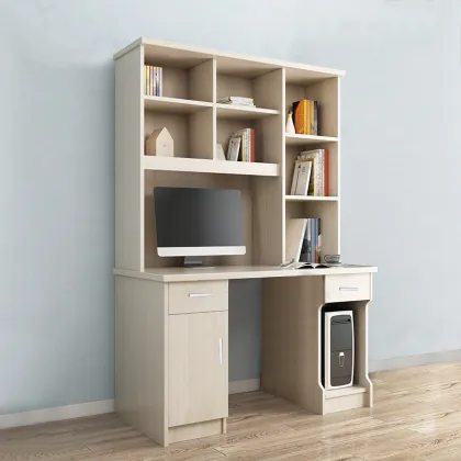Simple Wooden Home Living Room Computer Desk with Bookcase Cabinet