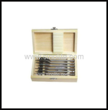 Drewna płaski pik Bit 6szt rozmiaru 13-16-19-22-25-32mm, długość 152mm, szybki chwyt zapakowane w drewniane pudełko