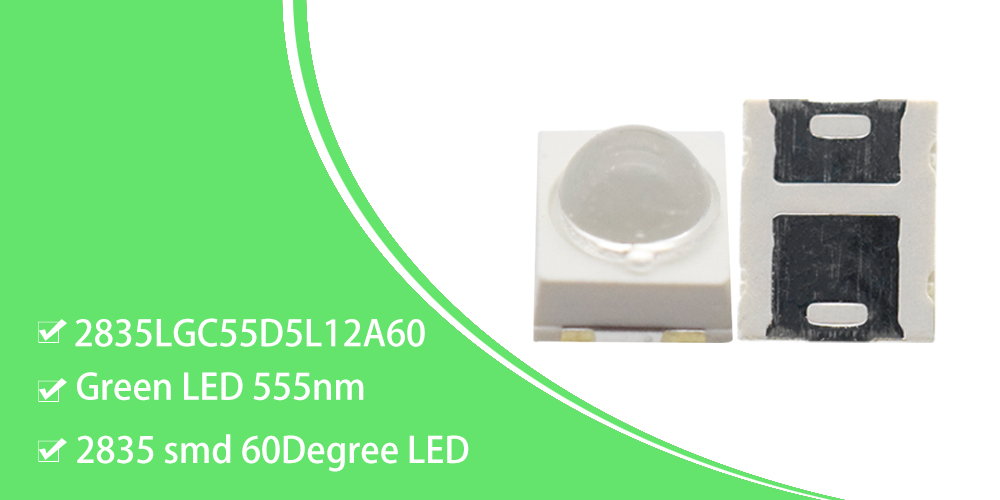 2835LGC55D5L12A60 550nm Wavelength 2835 Dome Lens SMD LED 60 Degree