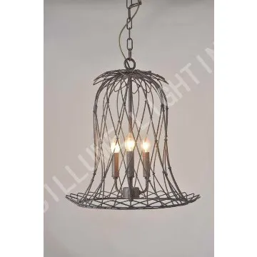 3-light Iron pendant lamp rustic finish
