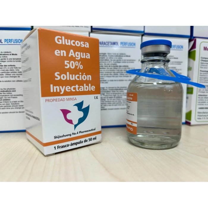 زجاجة زجاجية للحقن بمحلول الجلوكوز 50% سعة 50 مل