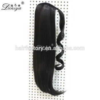 Deniya stock silky straight wrap around synthetic ponytail high quality ponytail