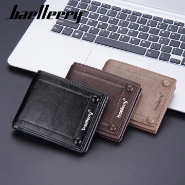 Baellerry Men's Retro Open Wallet: European & American Style, Multi-card Capacity, Button Closure, Latest Design