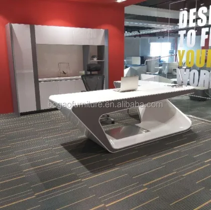 White Gloss Luxury L-shaped Executive Desk