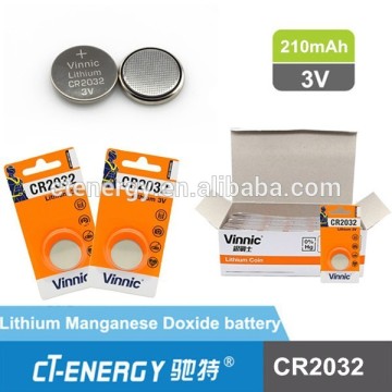 high capacity 210mAh Vinnic cr2032 3v lithium battery