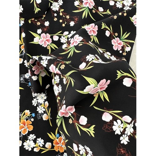 Floral Screen Print Rayon Fabric For Summer Dress