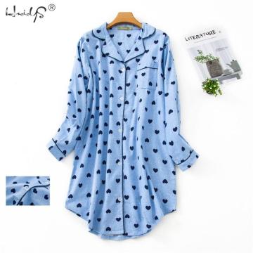 Spring Casual Nights Women's Cotton Long Sleeve Nightgown Oversize Sleep Shirt 100% cotton Sleepwear for Women pj nightdress