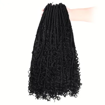 20 Inch Goddess Locs Crochet Hair Hippie Locs  Boho Style Synthetic Braids Hair Extensions Faux Locs Crochet With Curly Hair