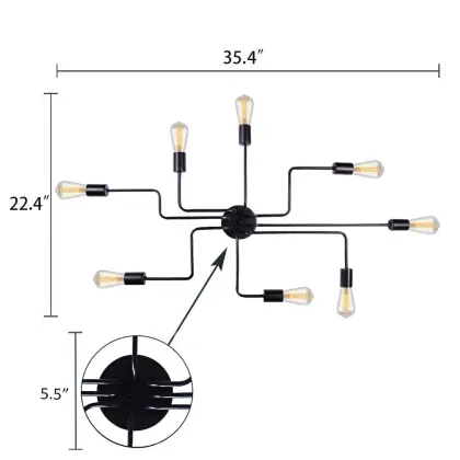 Black 8 Lights Sputnik Chandelier
