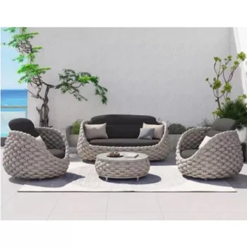 Hand Woven Aluminum Alloy Modern Outdoor Leisure Rope Furniture for Hotel Terraces