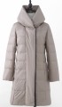 Chaqueta de plumón larga gris beige para mujer