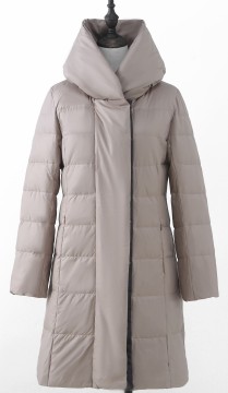 Women's Beige Gray Long Down Jacket