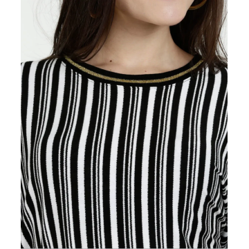 Colorful Striped Cotton Blend Polyester contrast collar Top