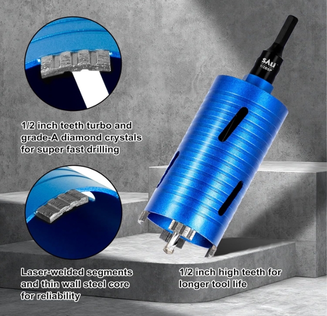 Core Diamond Diamond Dry Cuting Bit 3 &quot;con broca piloto