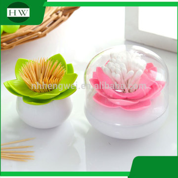 plastic mini lotus flower toothpick box dispenser container holder with lid cover