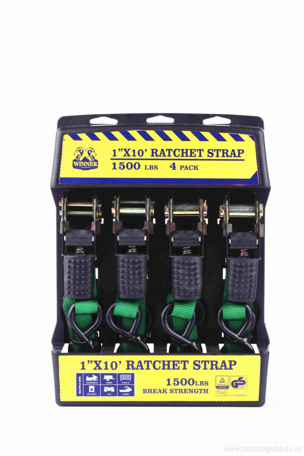 1''X10' 1500lbs Ratched Lashing Belt Kit  4 sets