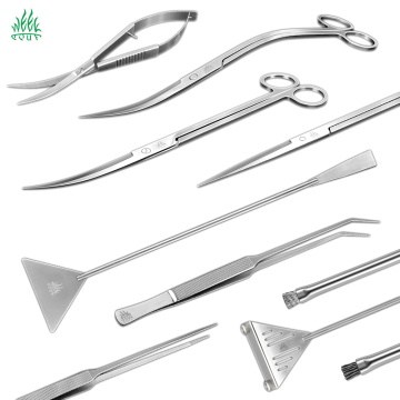 Stainless Steel Fish Tank Maintenance Kit: Algae Scraper, Brush, Scissors, Tweezers, Spatula for Aquarium Care