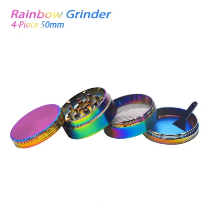 4-Piece Rainbow Dry Herb Grinder 50mm