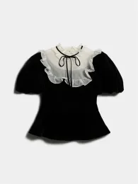 Ruffled Round Neck Tie Up Waist Princess Shirt