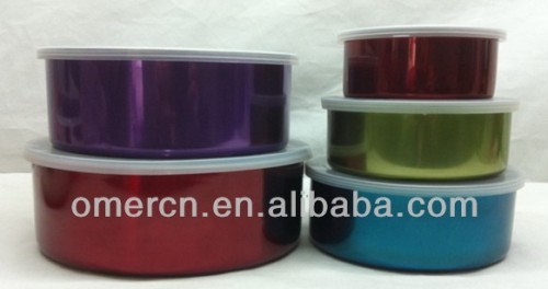 Stainless steel food storage bowl colored