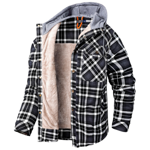 Men's Casual Plaid Hooded Jacket