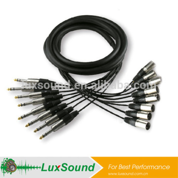 male XLR to male 6.35 TRS multi-core audio snake cable