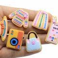 Kawaii 30mm Flatback Striped Dress Resin Cabochons Mini Camera Phone Forma Resina Craft per accessori per mollette per capelli