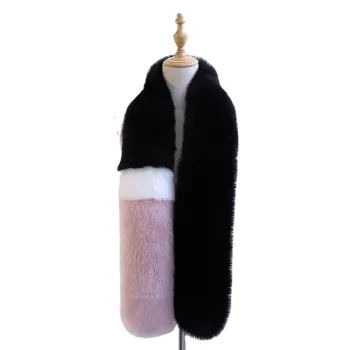 ALLCH RTS Women's Block Color Soft Faux Fur Scarf for Winter