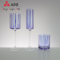 Ato Blue Borosilicate Glass Candle Holder för bröllop