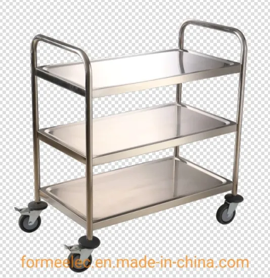 Round Tube Dinner Trolley 3 Layers Serving Trolley Cart Stainless Steel Serving Cart