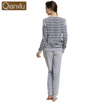 Qianxiu wholesale cotton women sexy winter pajamas
