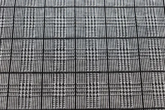 Black Checkered Jacquard Fabric In Black And White