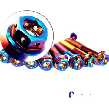 Colorful Titanium Alloy Hex Flange Bolts for Motorcycle Modifications: Grades M4 to M10, Size 5