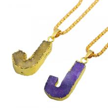 Colorful Crystal Alphabet Letter J Pendant Necklace