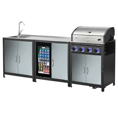 Four Burners with Fridge Outdoor Gas Barbecue Grill