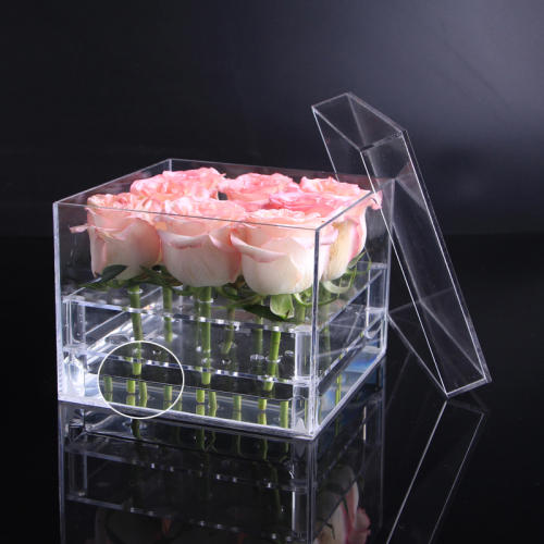 Caja de embalaje preservada por el agua caja de flores acrílicas