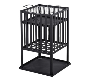 Iron Wood Burning Fire Pit med logotyp - kompakt för enkel transport