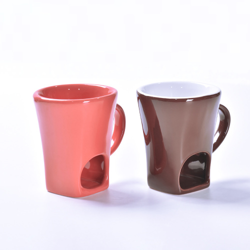 Caneca de fondue cerâmica de chocolate de esmalte colorido